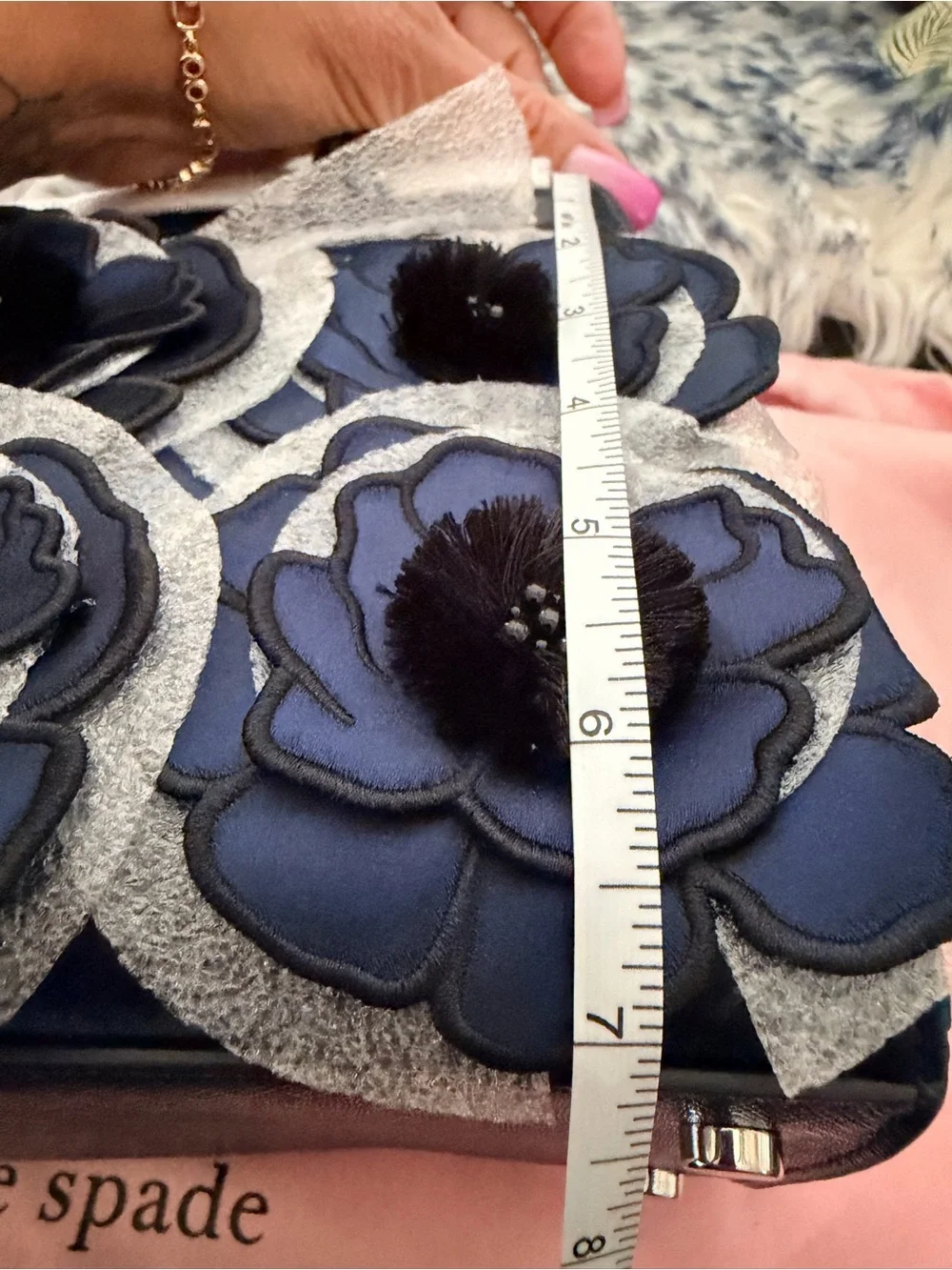 💙kate spade navy floral applique satchel with top handles
